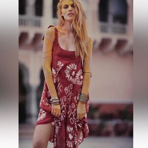 Free People Red and White Midi Dress